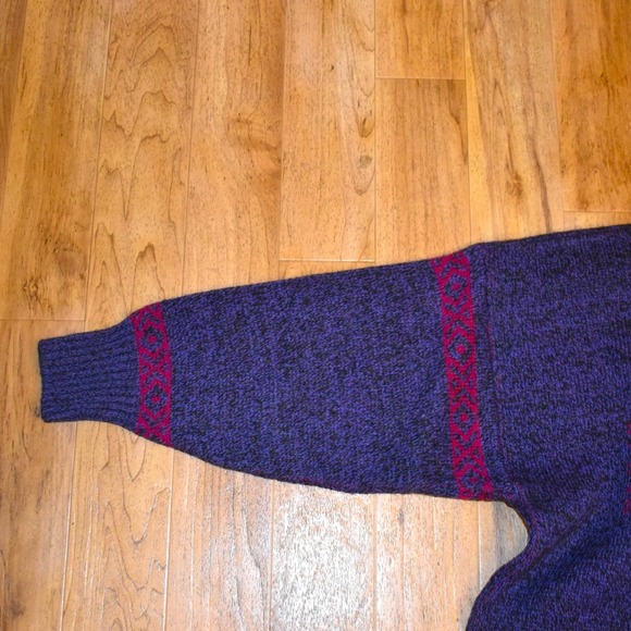 Northern Isles Sweater Womens XL Purple Shetland Wool Blend Snowflake Vintage - Picture 4 of 4